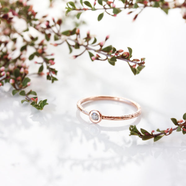 Tiny diamond & 14k rose gold ring - The Jasmine Diamond Ring