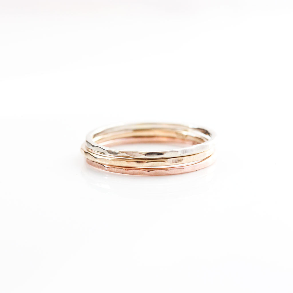 14k Gold Fine Hammered Stacking Ring Set – Belinda Saville