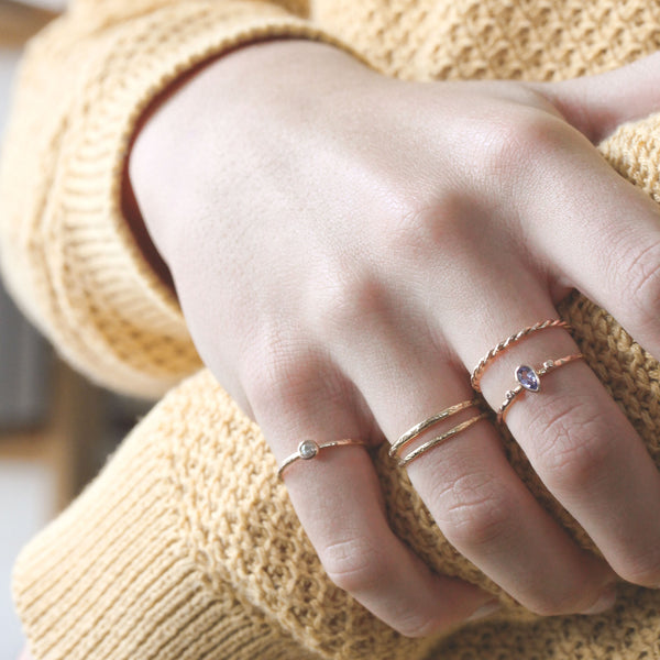 Tiny diamond & 14k rose gold ring - The Jasmine Diamond Ring