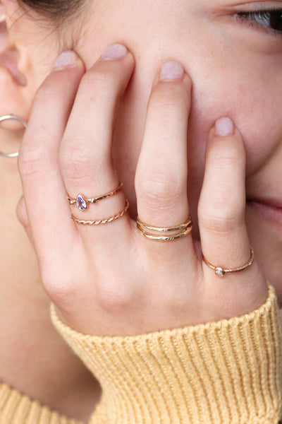 Tiny diamond & 14k rose gold ring - The Jasmine Diamond Ring