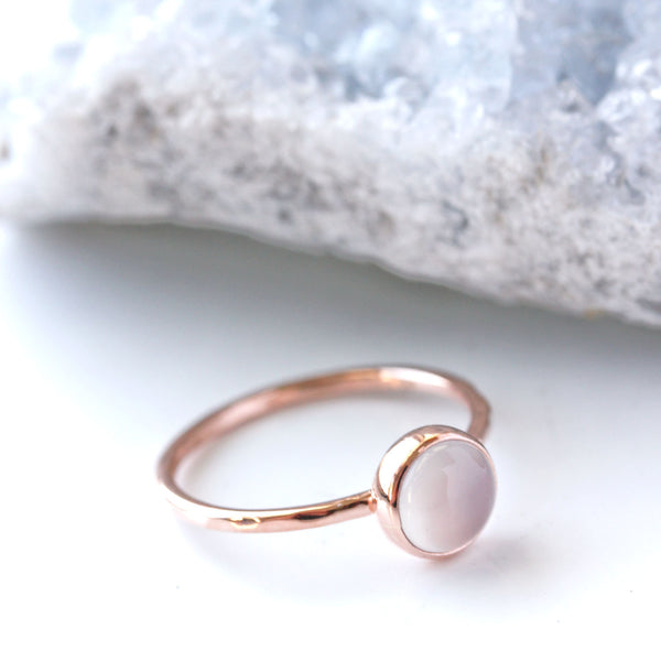 Blue Chalcedony & 14k Rose Gold Ring